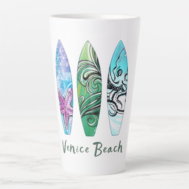 Latte Caneca de Café Venice Beach Califórnia Pranchas de (Frente)