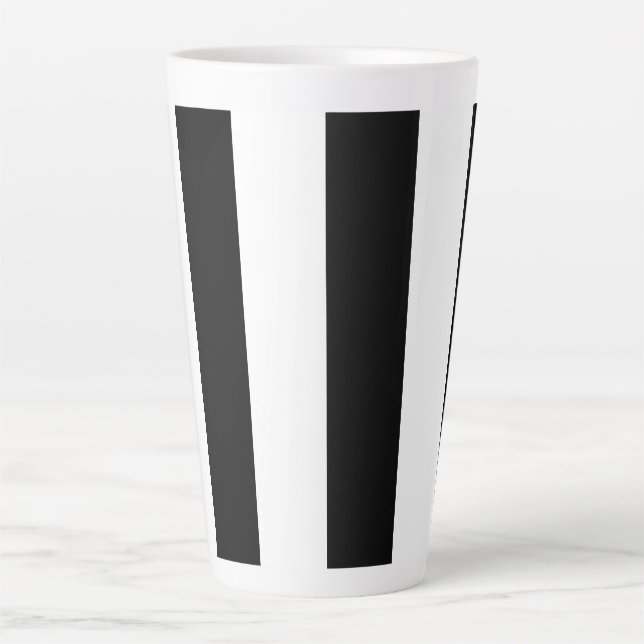 Latte Caneca de café vertical listrada a preto e branco (Frente)
