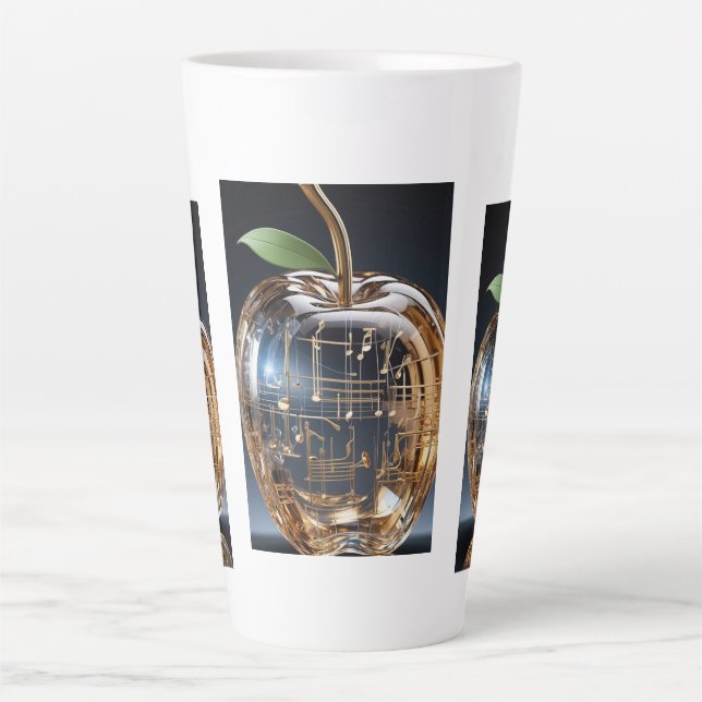 Latte Caneca de Maçã de Cristal Dourado - Caneca de Café (Frente)