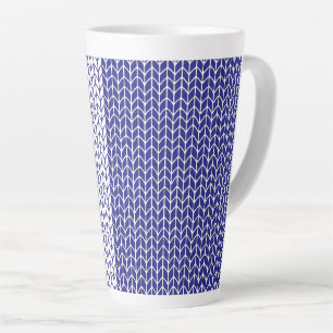 Latte Caneca de malha azul e branca para café com leite 