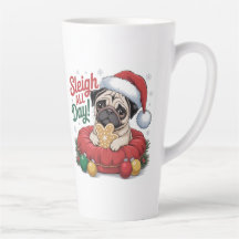 Caneca de Natal Pug – Sleigh All Day Café de Féria