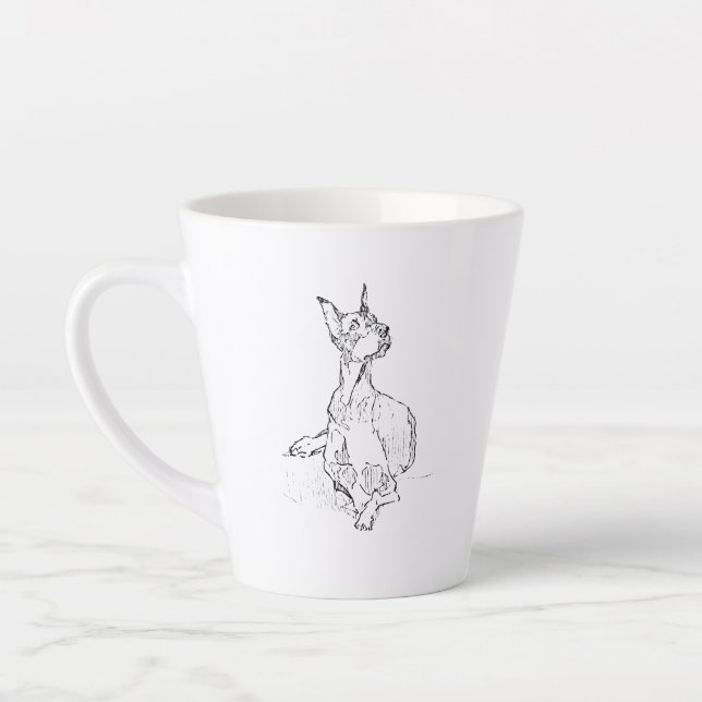 Latte Caneca Doberman – Caneca de Café Minimalista para  (Esquerda)