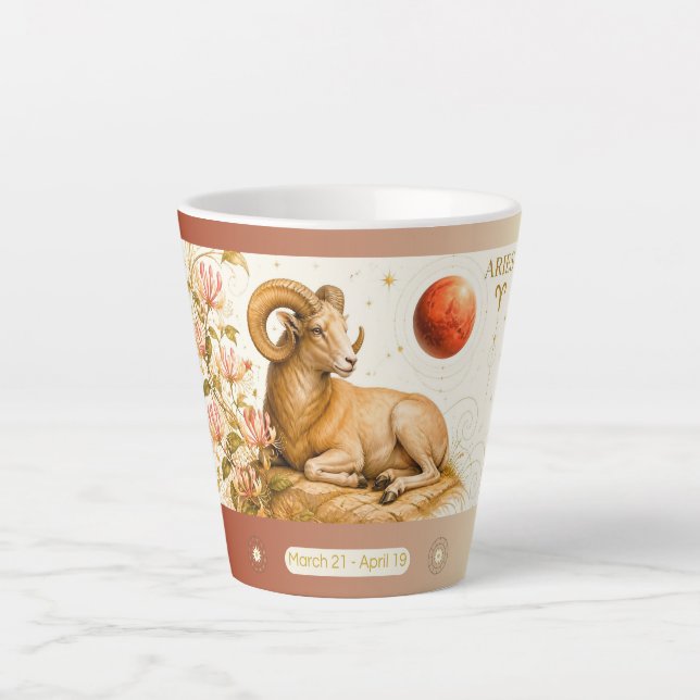 Latte Caneca Pequena de Café com Arte de Aries e Madress (Frente)