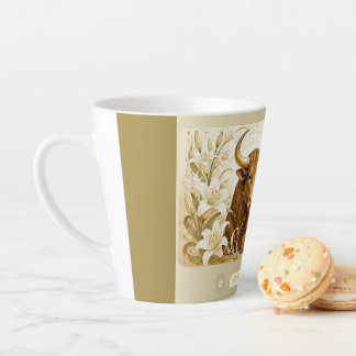 Latte Caneca Pequena de Café com Arte de Lírio em Art No