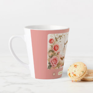 Latte Caneca Pequena de Café com Rosas em Art Nouveau Li