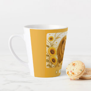Latte Caneca Pequena de Café com Tema de Girassol Art No