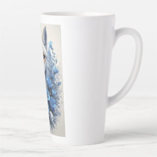 Latte Caneca Raposa Floral Azul - Caneca de Café Raposa