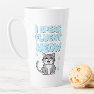 Latte Eu Falo na caneca de café Meow 15oz