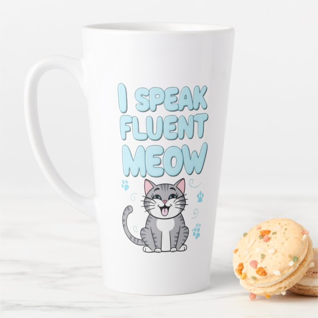 Latte Eu Falo na caneca de café Meow 15oz (In Situ)