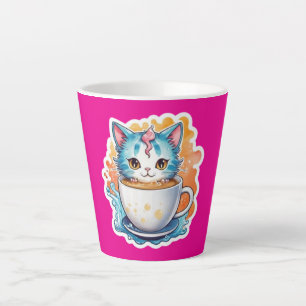 Latte Gato Fofo Com Caneca De Café Design De Desenho-946