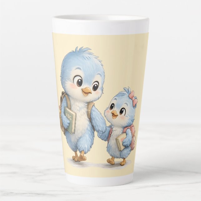 Latte Irmão de passarinho azul alto caneca de café com l (Frente)