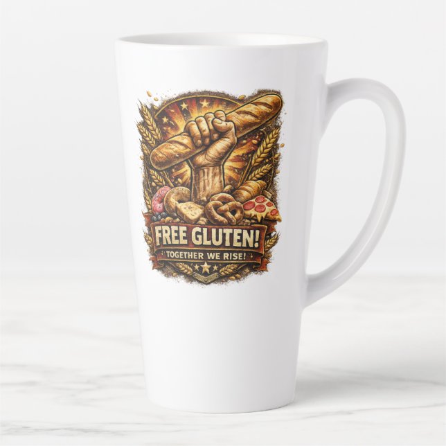 Latte Livre de Glúten! Caneca de Café Engraçada para Ama (Direita)