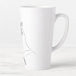 Latte mão preta e branca em caneca de café