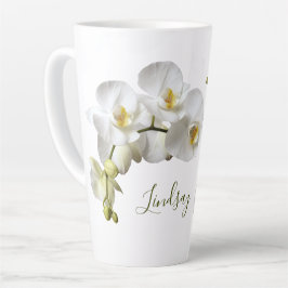 Latte Modelo de nome de orquídeas brancas Caneca de café