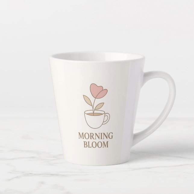 Latte Morning Bloom | Caneca de Café Floral Estética  (Direita)