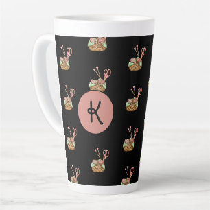 Latte Padrão de Cesta de Tricô Caneca de Café com Letra
