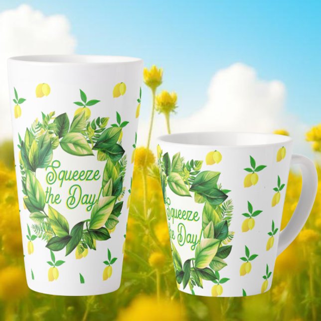 Latte Pequenos Limões em Caneca de Café com Leite Branco (Start your day with a squeeze!)
