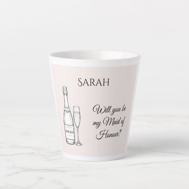 Latte Proposta de Dama de Honra Café com Leite Caneca |  (Frente)
