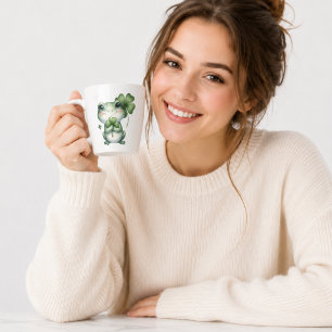 Latte Sapo Sortudo Fofo com Caneca de Café de Trevo de Q