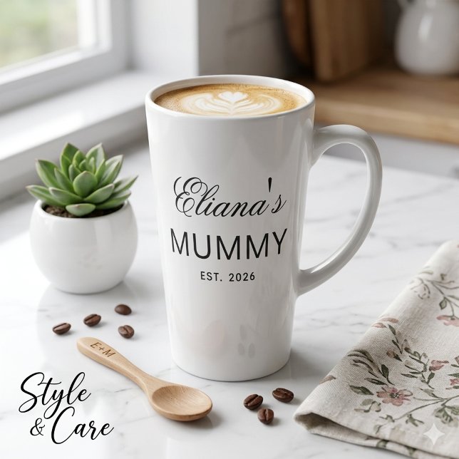 Latte Texto Personalizado Caneca de Café MUMMY Presente  (Custom Text MUMMY Latte Mug Gift Personalized Design)