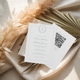 Laurel Monograma Casado Convite Código QR