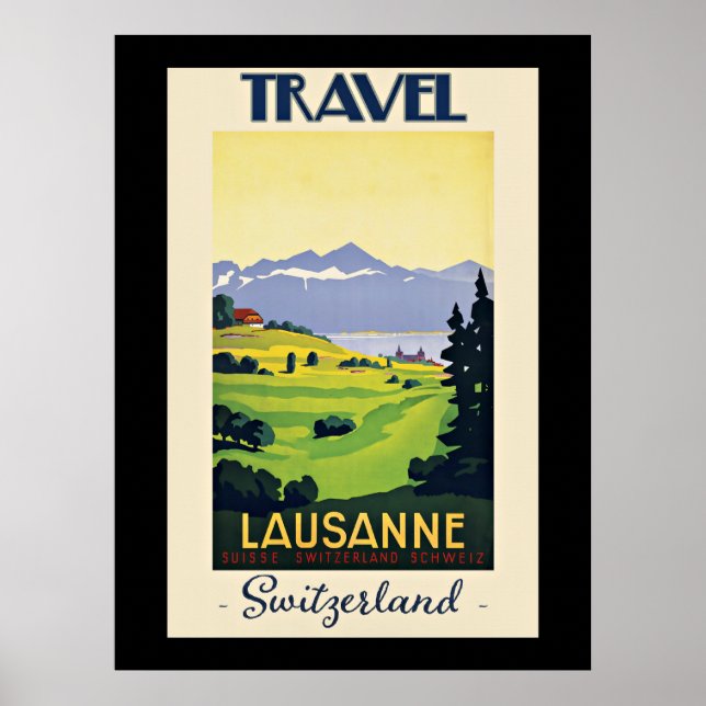 Lausanne, poster de viagens Suiça (Frente)