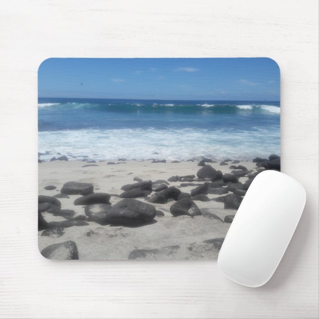 Lava Rock Beach Ocean Waves Mouse Pad (Com mouse)