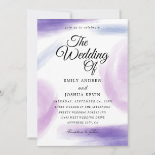 Lavagem de Aquarela  Convite Para Casamento Roxo