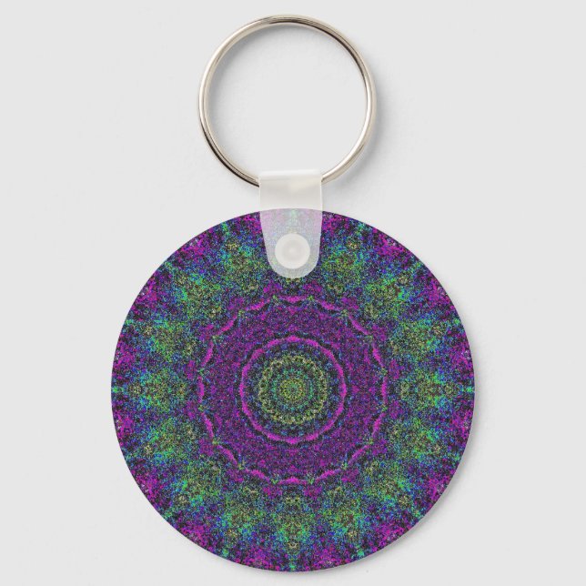 Lavanda Abstrato Roxo Chaveiro Mandala (Frente)