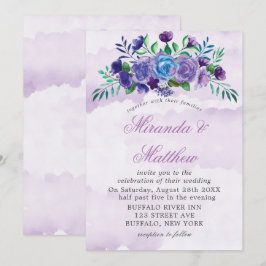 Lavanda Aquarela Convites De Casamento Floral