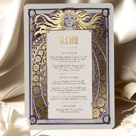 Lavanda Art Nouveau Menu Card Mucha Vintage Deco