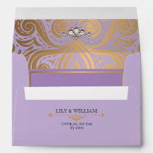 Lavanda Artdeco Elegante Diamante Dourado Casament