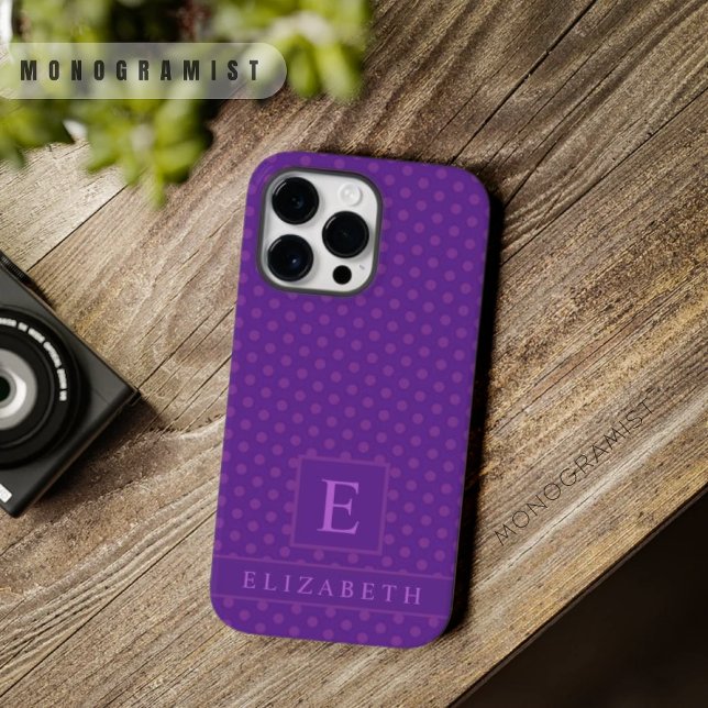 Lavanda Azul Profundo e Escuro Personalizado Bolin (Custom Dark Deep Blue Lavender Purple Polka Dot Case-Mate iPhone Case)