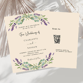 Lavanda bege QR RSVP convite de casamento de orçam