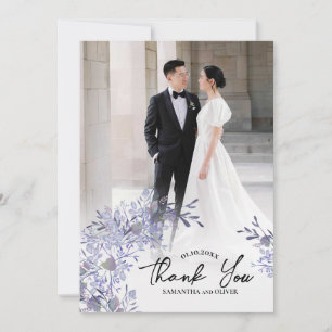 Lavanda Bloom Foto Obrigado Cartão De Casamento