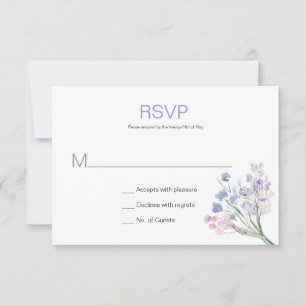 Lavanda Blue Pink Watercolor Flowers RSVP