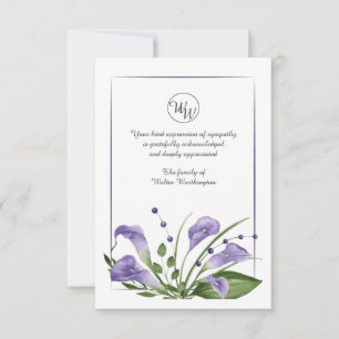 Lavanda Calla Lily Simpatia Cartões de agradecimen