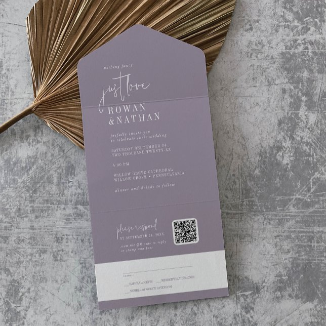 Lavanda Chic Moderna Adora Casamento com Código QR (Criador carregado)