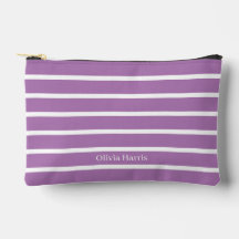 Lavanda Chic & White Stripe Viagem e Marca de Comp