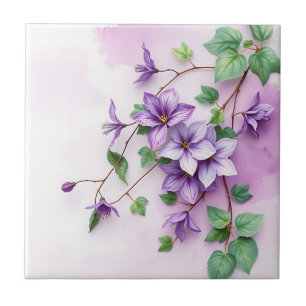 Lavanda Clematis Vine Watercolor