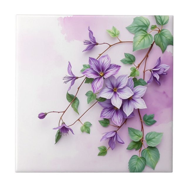 Lavanda Clematis Vine Watercolor (Frente)