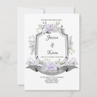 Lavanda Crest Swan Wedation Convite