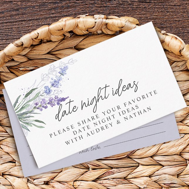 Lavanda Data Ideias Noturnas Cartões de Chá de pan (Lavender Guess How Many Kisses Bridal Shower Game Enclosure Card)