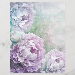 Lavanda de Aquarelas Lilás Papel Scrapbook Floral