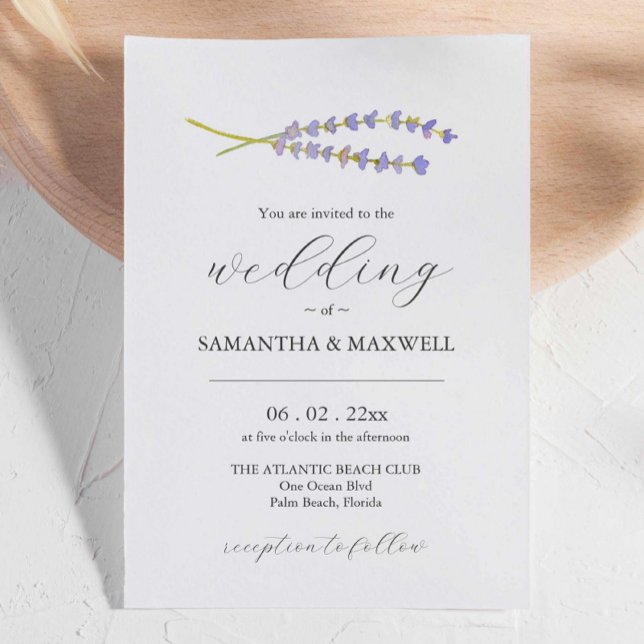 Lavanda de Designs de Convite de Casamento Exclusi (Wedding invitation watercolor lavender art and design by Victoria Grigaliunas of Do Tell A Belle)