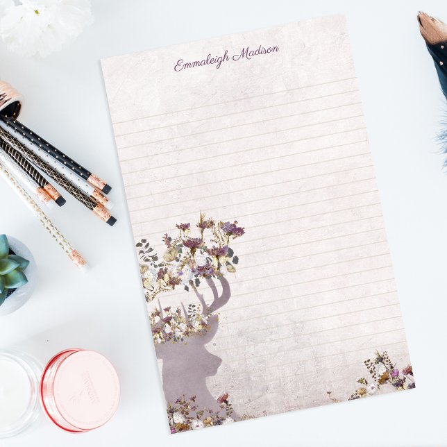 Lavanda Deer Dreamy Boho Chic Monograma (Criador carregado)