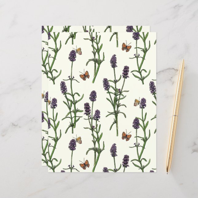 Lavanda e borboletas esbranquiçadas (Frente/Verso In Situ)