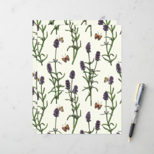 Lavanda e borboletas esbranquiçadas