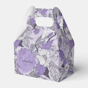 Lavanda elegante & caixa floral branca do favor do