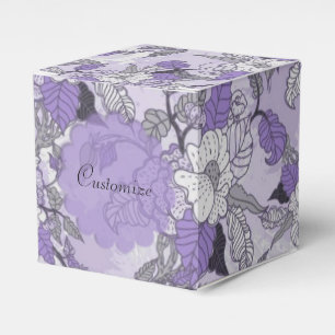 Lavanda elegante & caixa floral branca do favor do